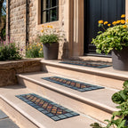 Eco-Friendly Recycled Rubber Step Mat - Blue Border