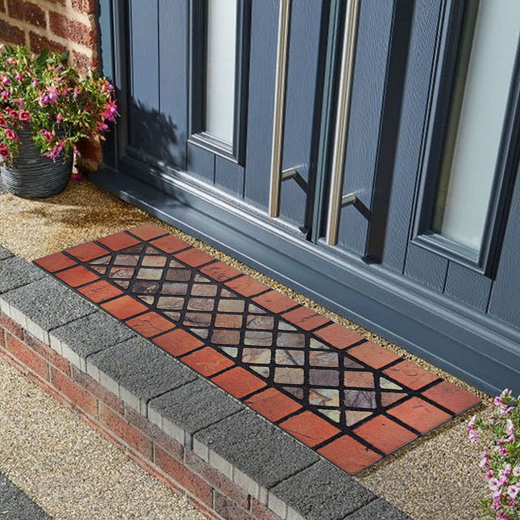 Eco-Friendly Recycled Rubber Step Mat - Red Border