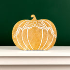 Autumn Wooden Pumpkin Ornament Handmade Mango Wood Décor 25cm