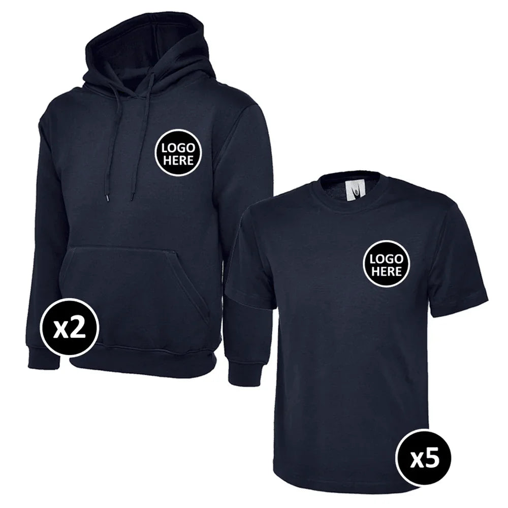 Uneek Hoodie & T-Shirts Bundle Inc Logo - 7 Items