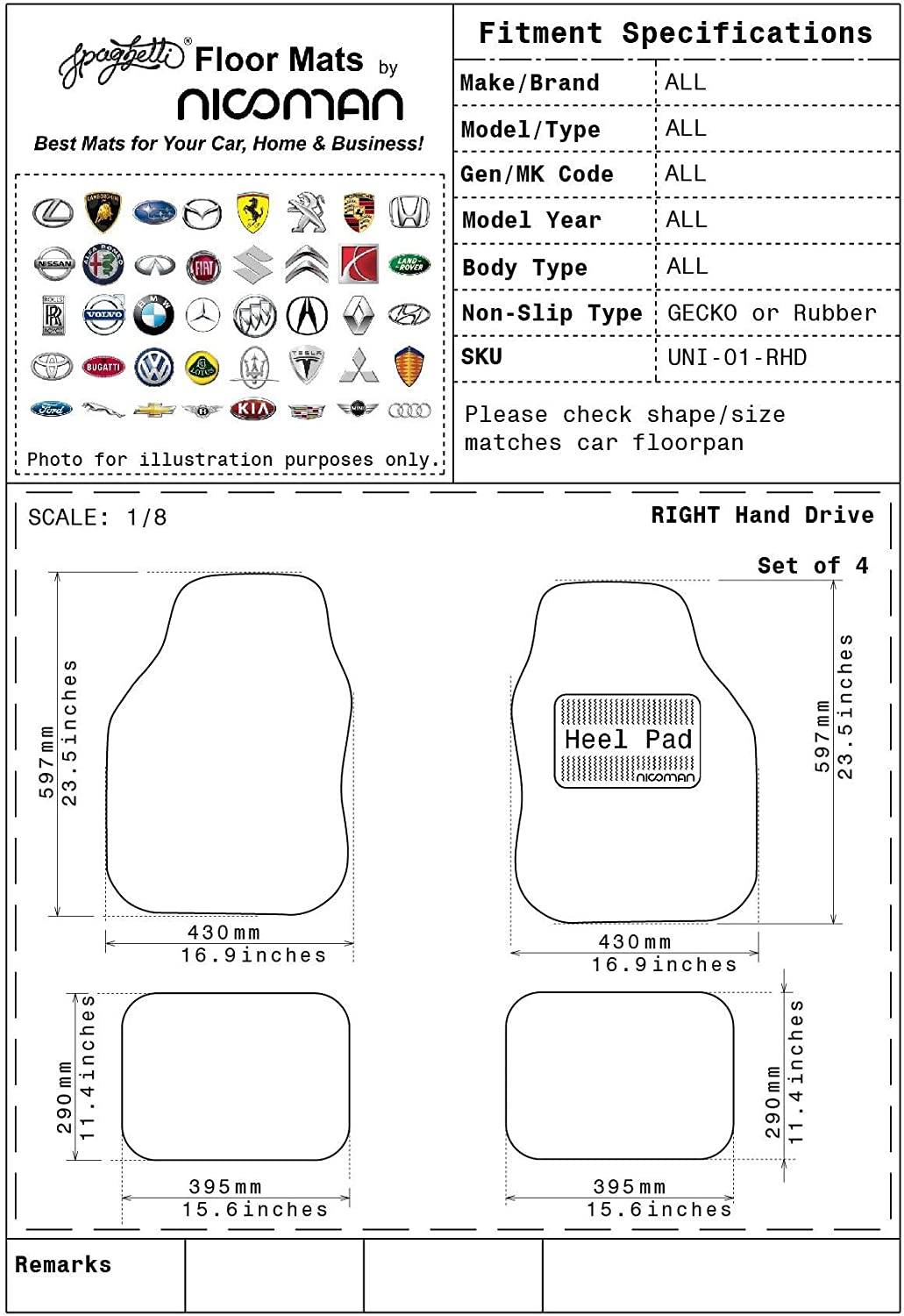 Universal 4pc Spaghetti Car Mat Set