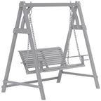 2 Seater Wooden Garden Swing Seat Hammock Bench Lounger, Grey