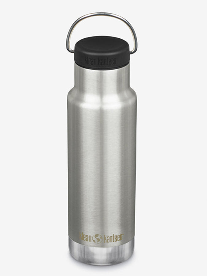 Klean Kanteen Vacuum Insulated 12oz (355ml) Classic Bottle With Loop Cap Brushed Stainless