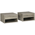 Floating Bedside Table Set of 2 Wall Mounted Nightstand Brown