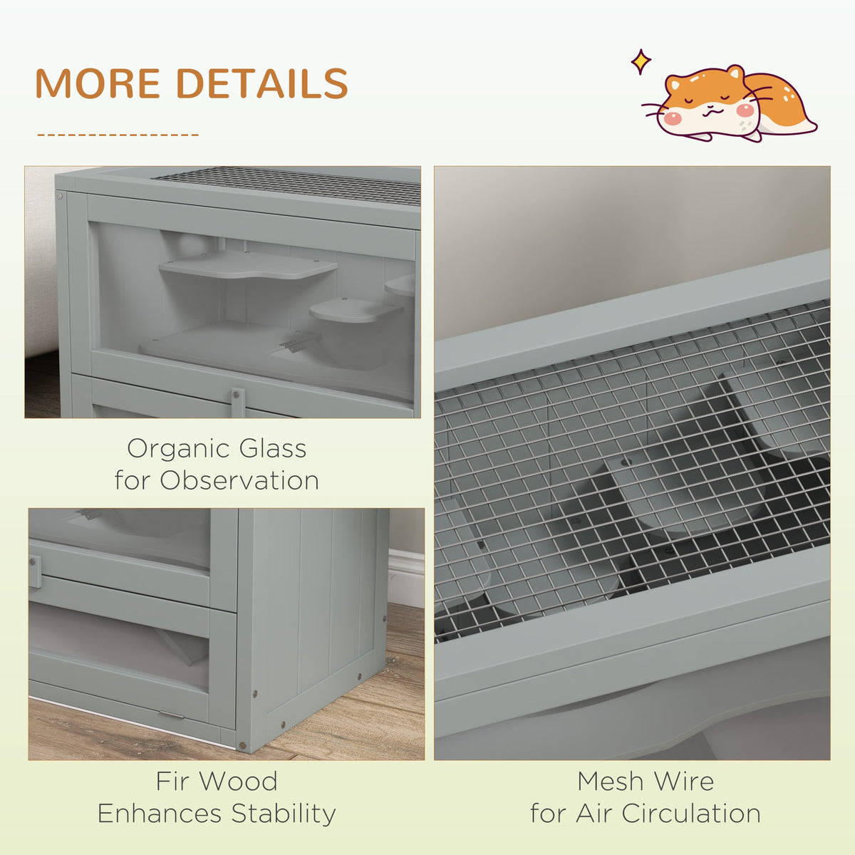2 Levels Wooden Hamster Cage Mice Rodents Hutch Small Animals