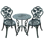 3 Pcs Cast Aluminum Bistro Set-Green