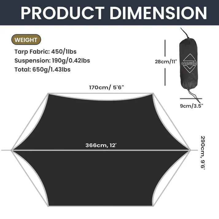 Onewind Nebula 12' Hexagonal Tarp Hammock Rain Fly