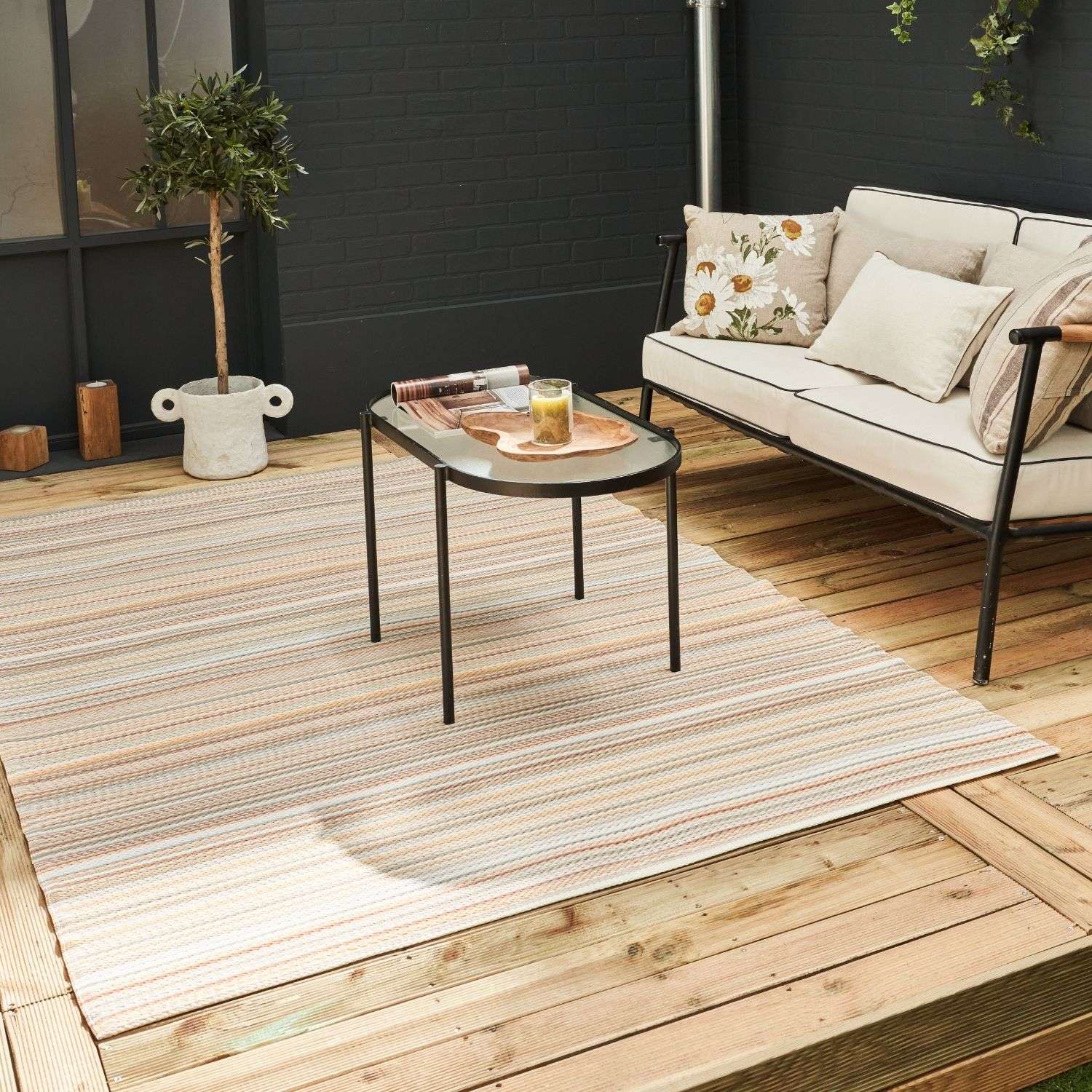 Rainbow Outdoor Rug Beige