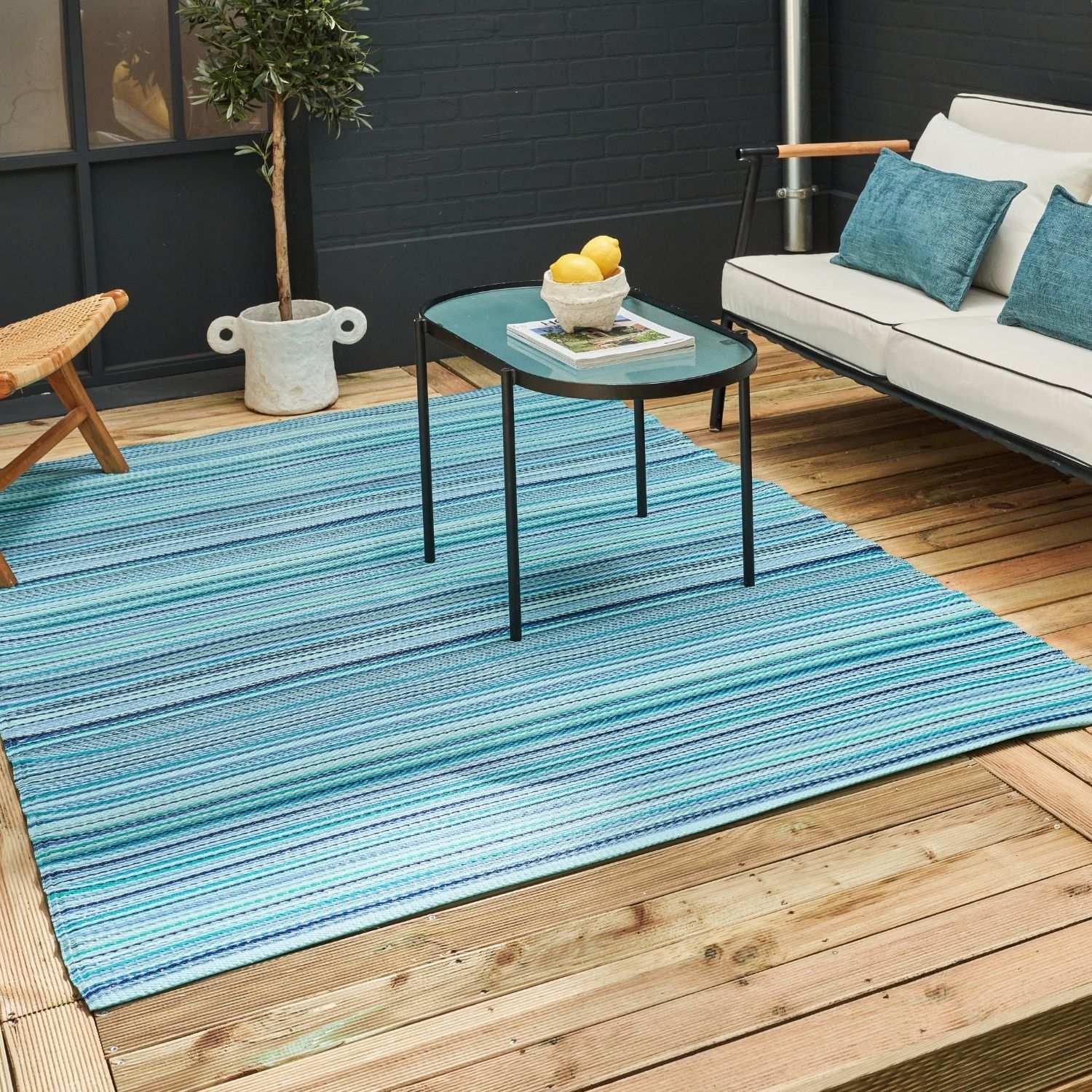 Rainbow Outdoor Rug Blue