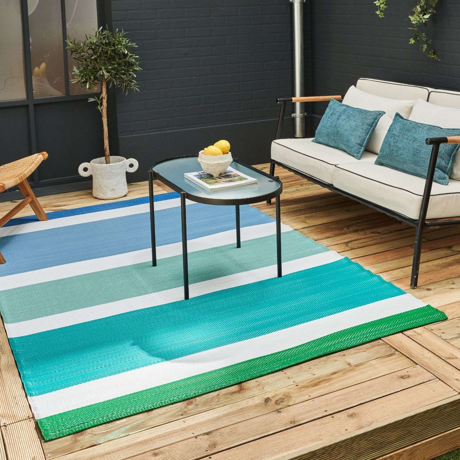 Rainbow Outdoor Rug Blue