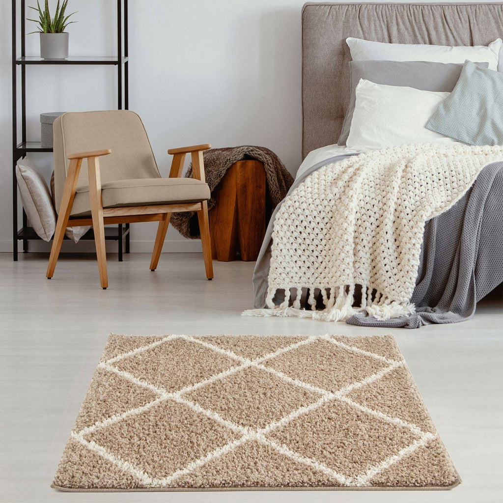 Moroccan Beige Shaggy Rug