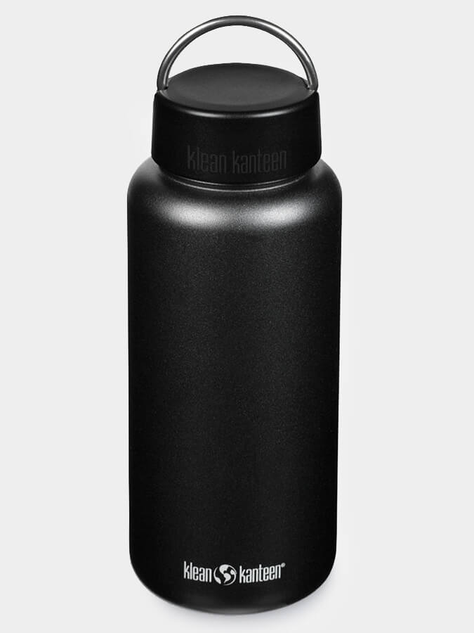 Klean Kanteen Wide Mouth Bottle 40oz (1182ml) With Loop Cap Black