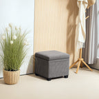Storage Ottoman Bench, Corduroy Footstool with Removable Lid and Legs, Grey