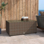 Outdoor Coffee Table, Glass Top Rattan Side Table