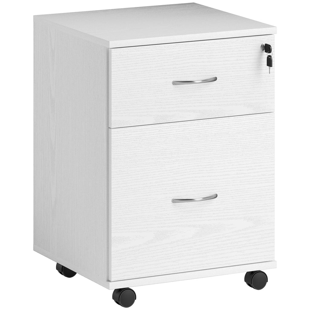 Pedestal Office Mobile Filing Cabinet 2 Drawer White