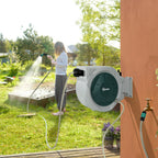 Retractable Hose Reel Wall Mounted with Lock, Grey