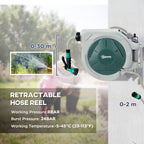 Retractable Hose Reel Wall Mounted with Lock, Grey