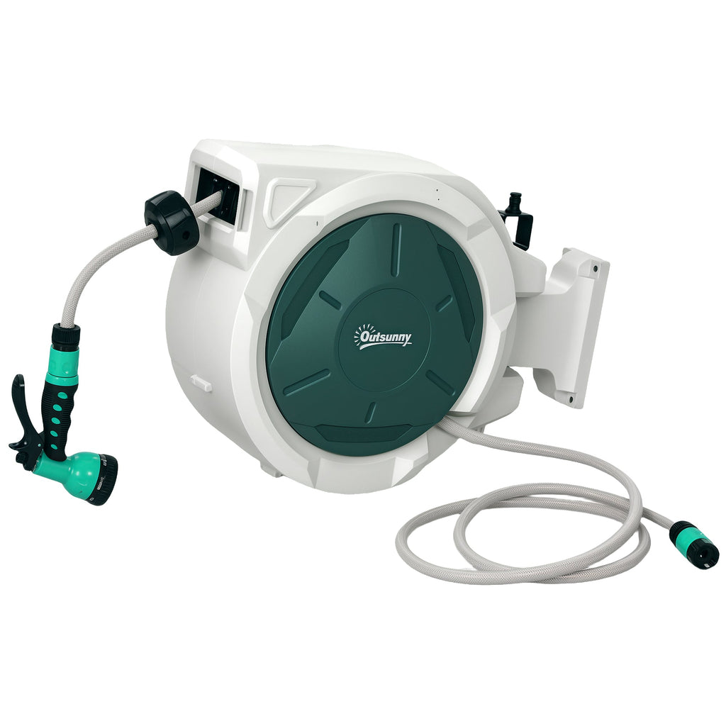 Retractable Hose Reel Wall Mounted with Lock, Grey