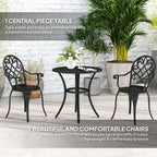 3PCs Bistro Set, Aluminium Garden Table and Chairs