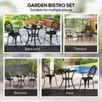 3PCs Bistro Set, Aluminium Garden Table and Chairs