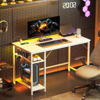 120 x 60 cm Computer Desk with Power Outlets and Reversible Shelves - White
