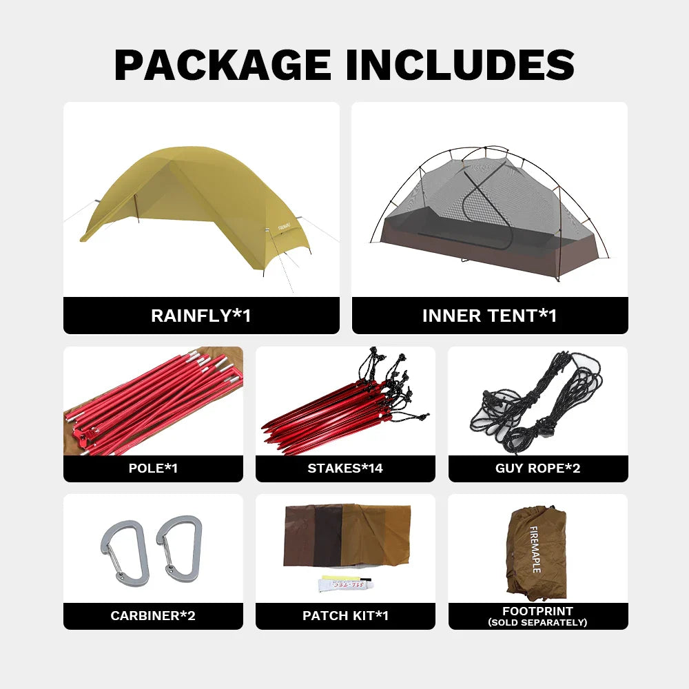Fire Maple Gear Tropics 1 Person Backpacking Tent With Foot print