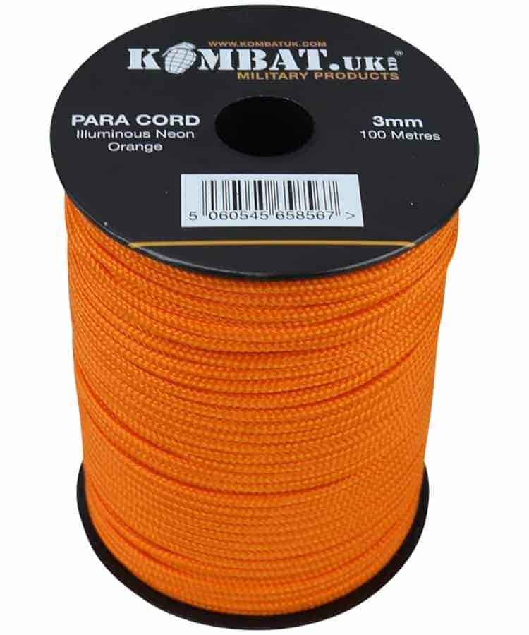 Para Cord 3mm on 100m Reel (Various colours) Neon Orange