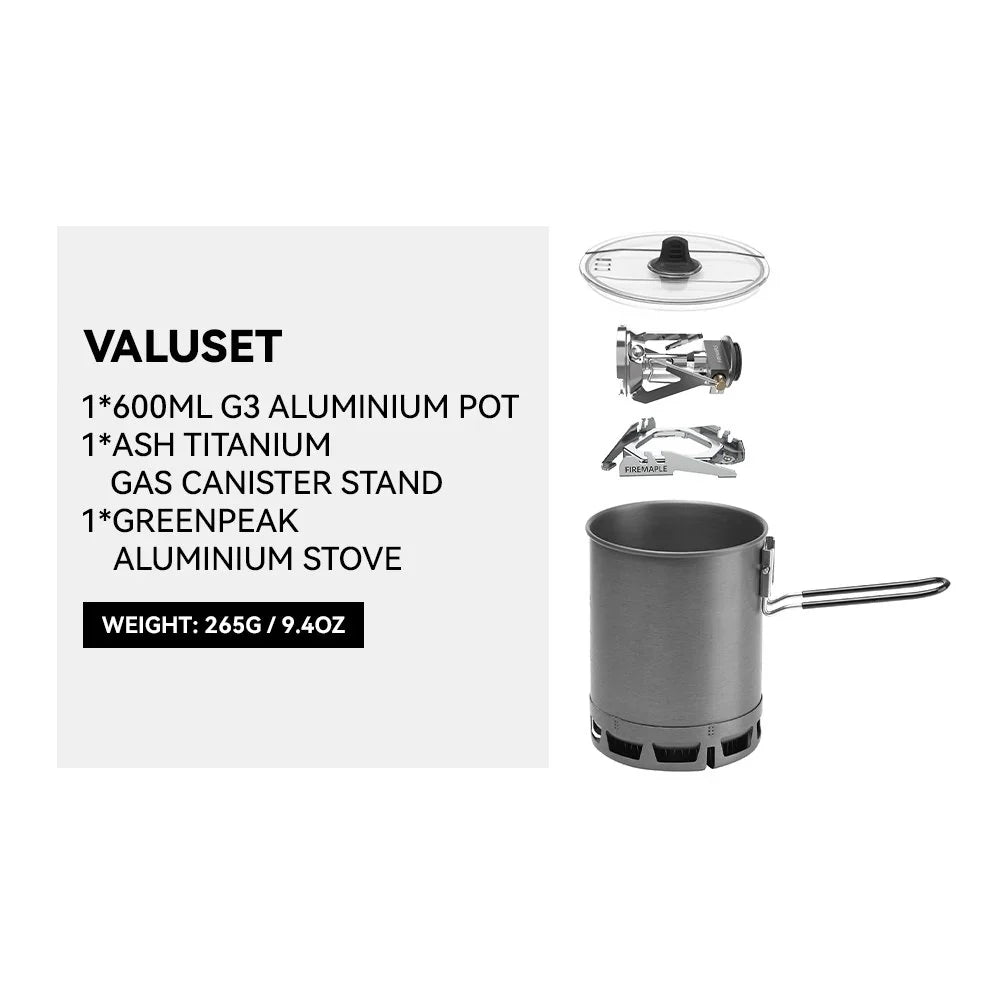 FireMaple Petrel G3 Cooking set (Ultralight) with Greenpeak stove