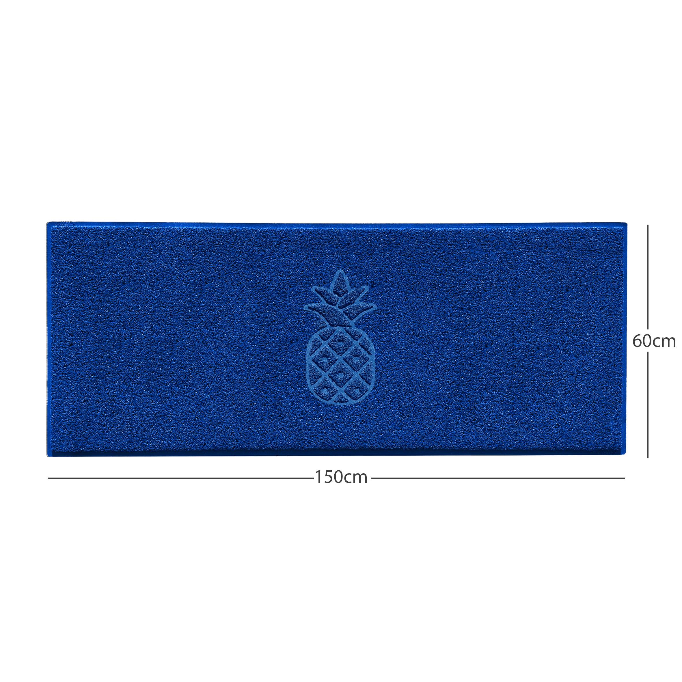Pineapple Embossed Spaghetti Doormat Blue 150cm x 60cm Yes (Suitable for Indoors)