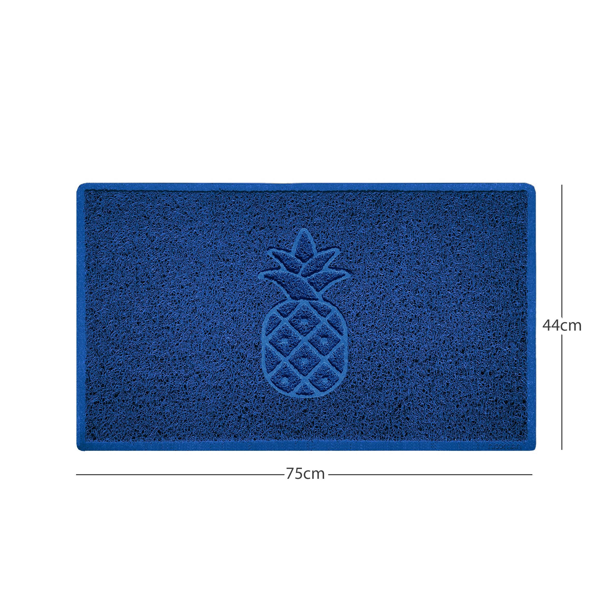 Pineapple Embossed Spaghetti Doormat Blue 75cm x 44cm Yes (Suitable for Indoors)