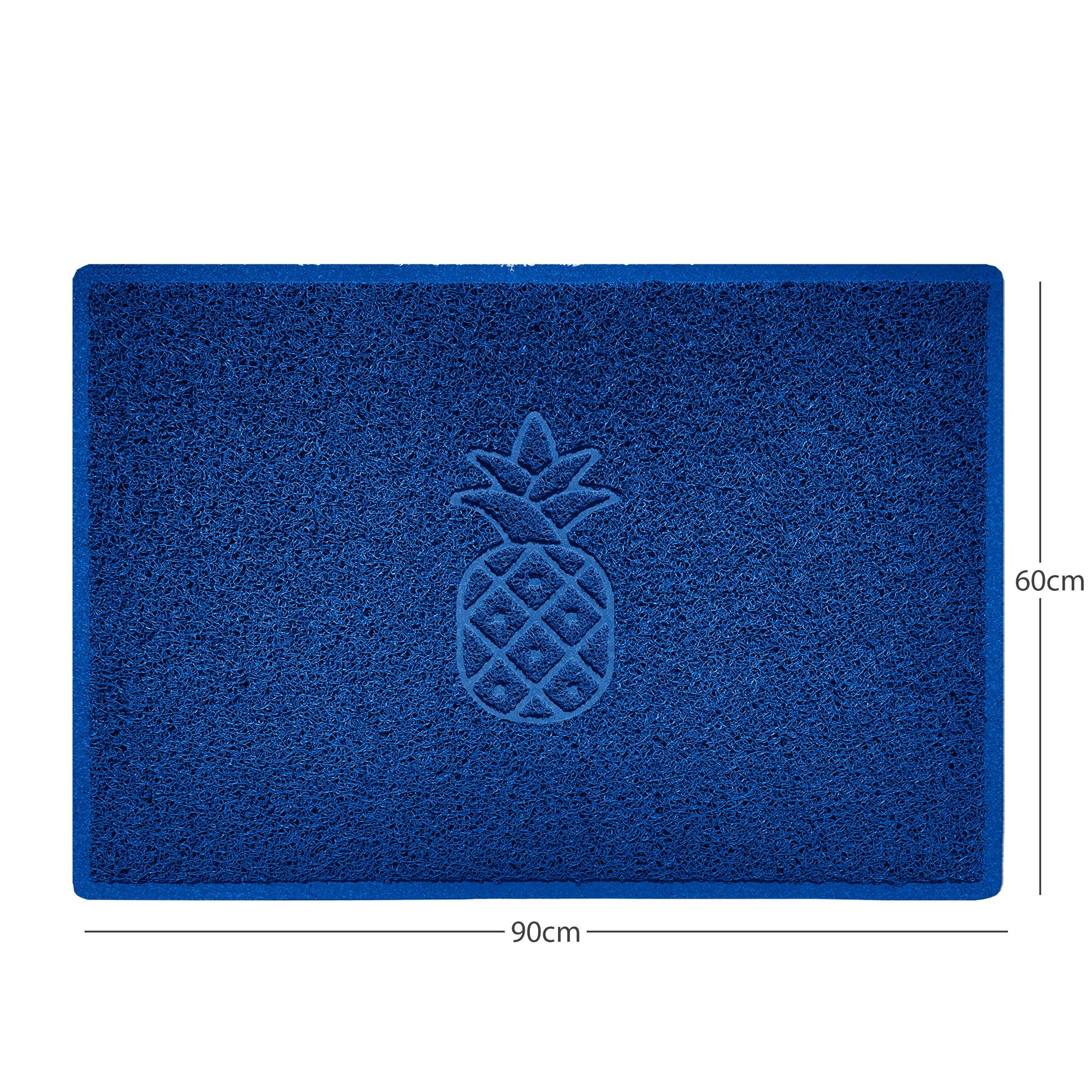 Pineapple Embossed Spaghetti Doormat Blue 90cm x 60cm Yes (Suitable for Indoors)