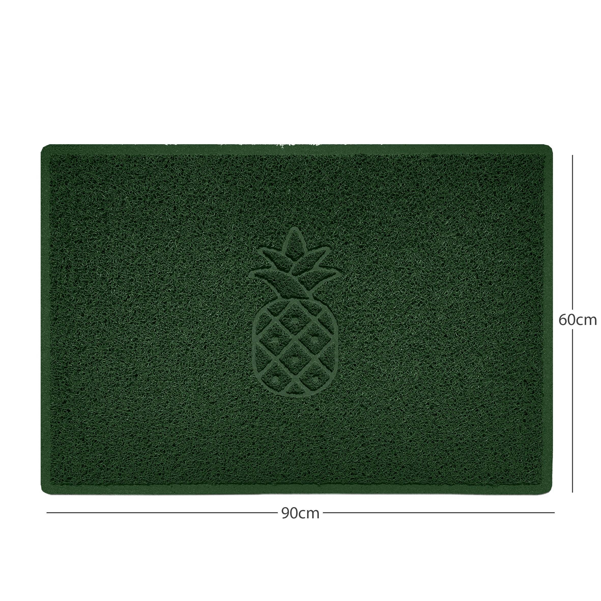 Pineapple Embossed Spaghetti Doormat Green 90cm x 60cm Yes (Suitable for Indoors)