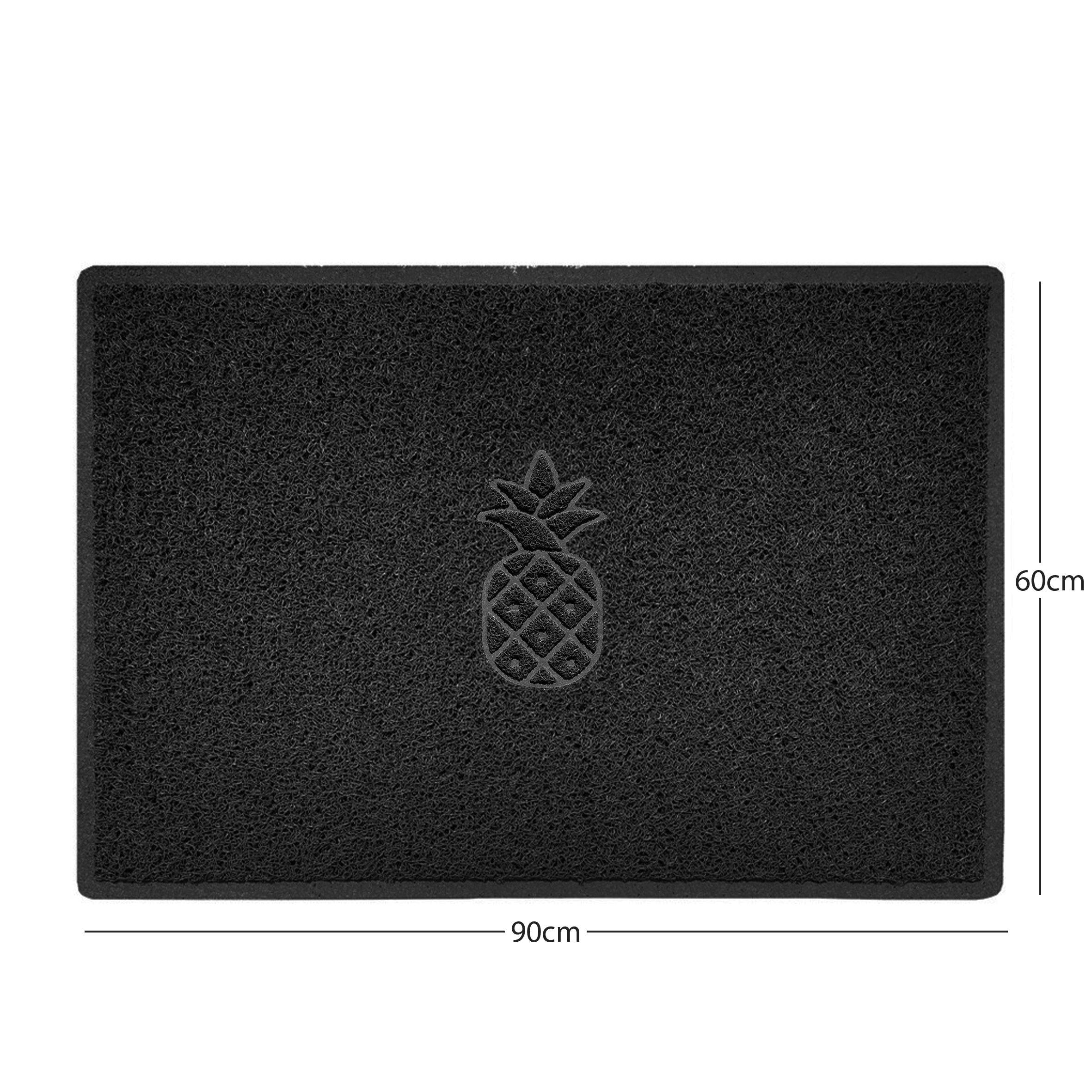 Pineapple Embossed Spaghetti Doormat Black 90cm x 60cm