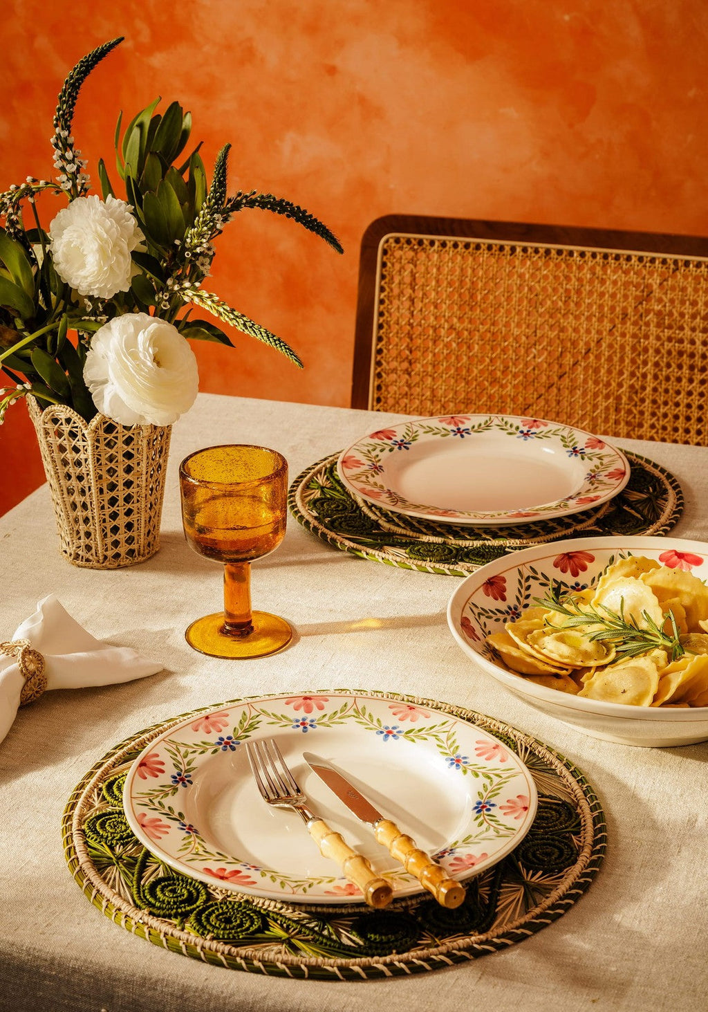 Atlántico Iraca Woven Placemats, Olive Green - Set of 4