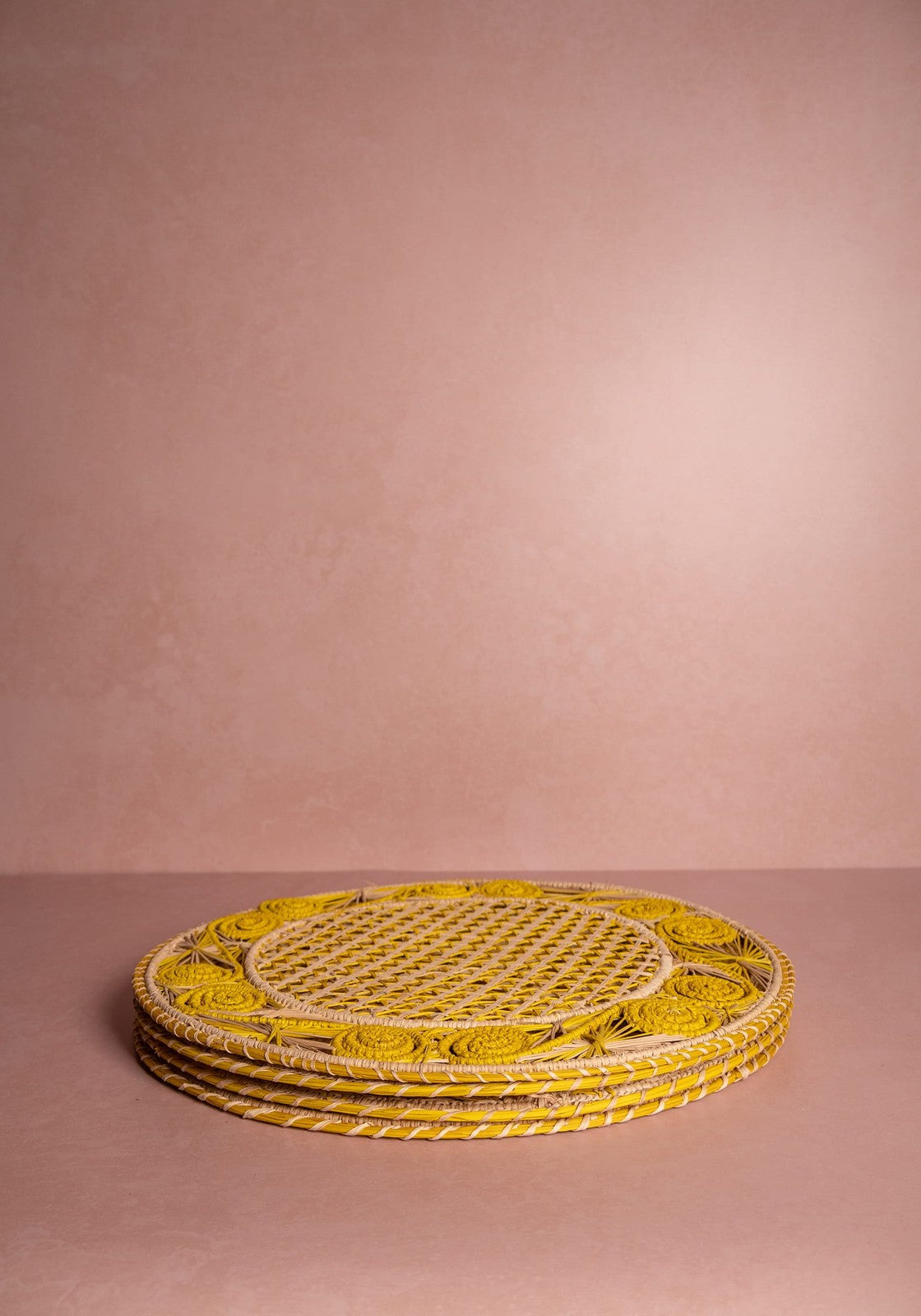 Atlántico Iraca Woven Placemats, Yellow Set of 4
