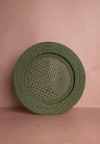 Harbour Island Round Rattan Charger Green - Set of 4