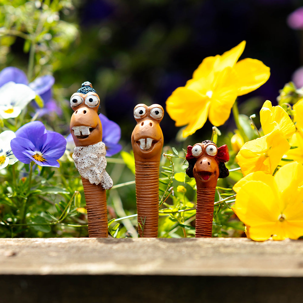 5 Piece Mini Garden Worm Ornaments Resin Plant Pot Figurines