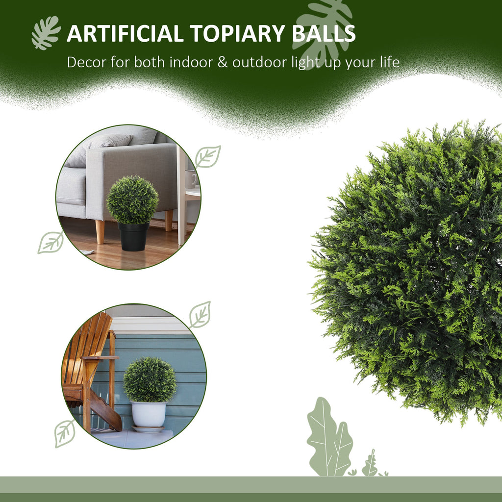 Set of 2 Artificial Plant Topiary Balls, Faux Plants for Decor, Green