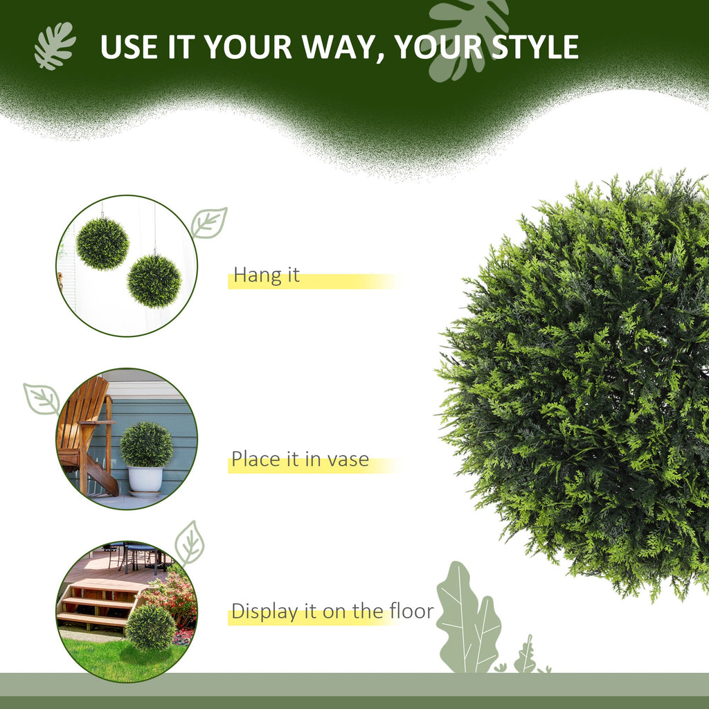 Set of 2 Artificial Plant Topiary Balls, Faux Plants for Decor, Green