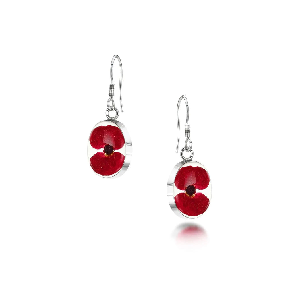Poppy Earrings Oval Drop Sterling Silver