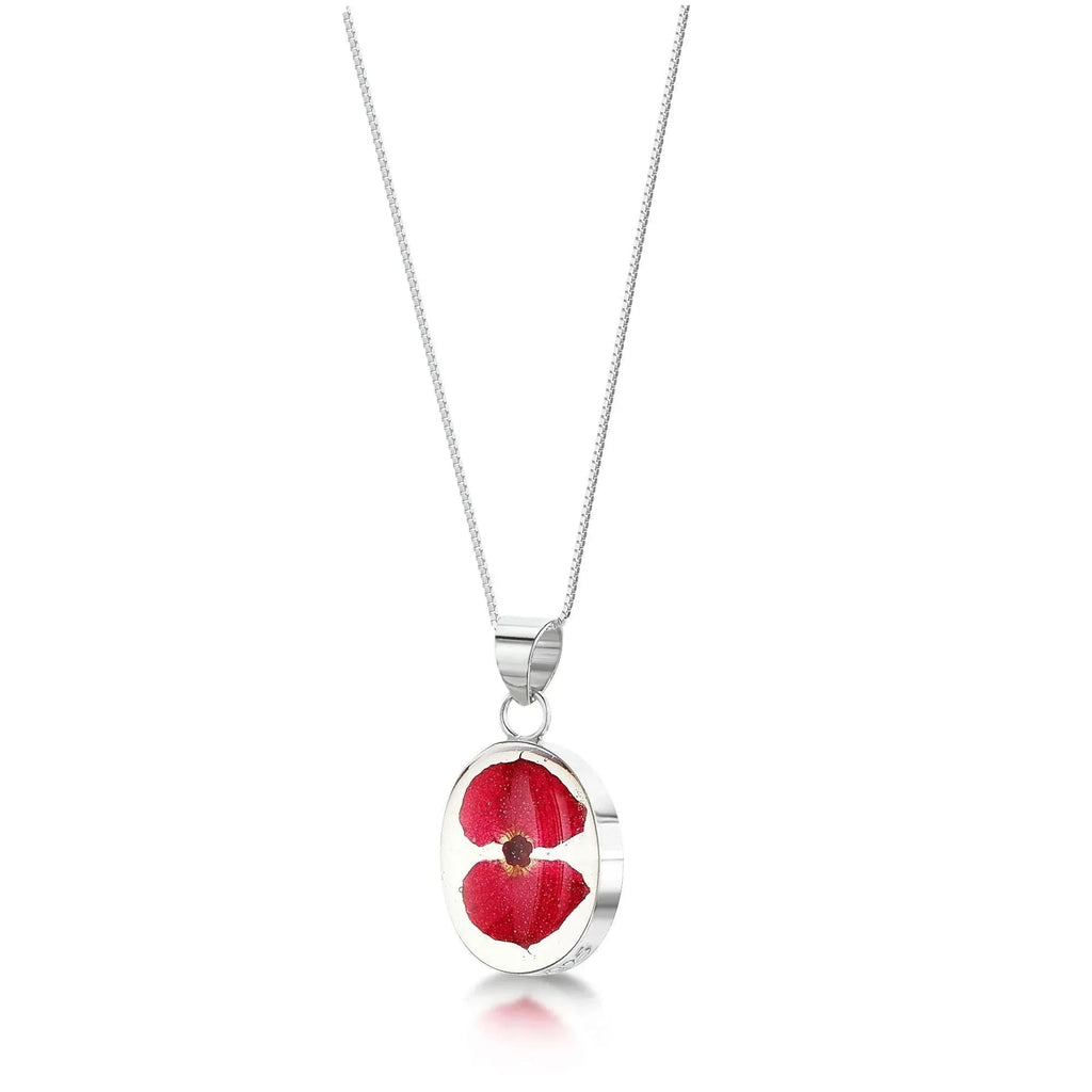 Poppy Oval Pendant Necklace Sterling Silver