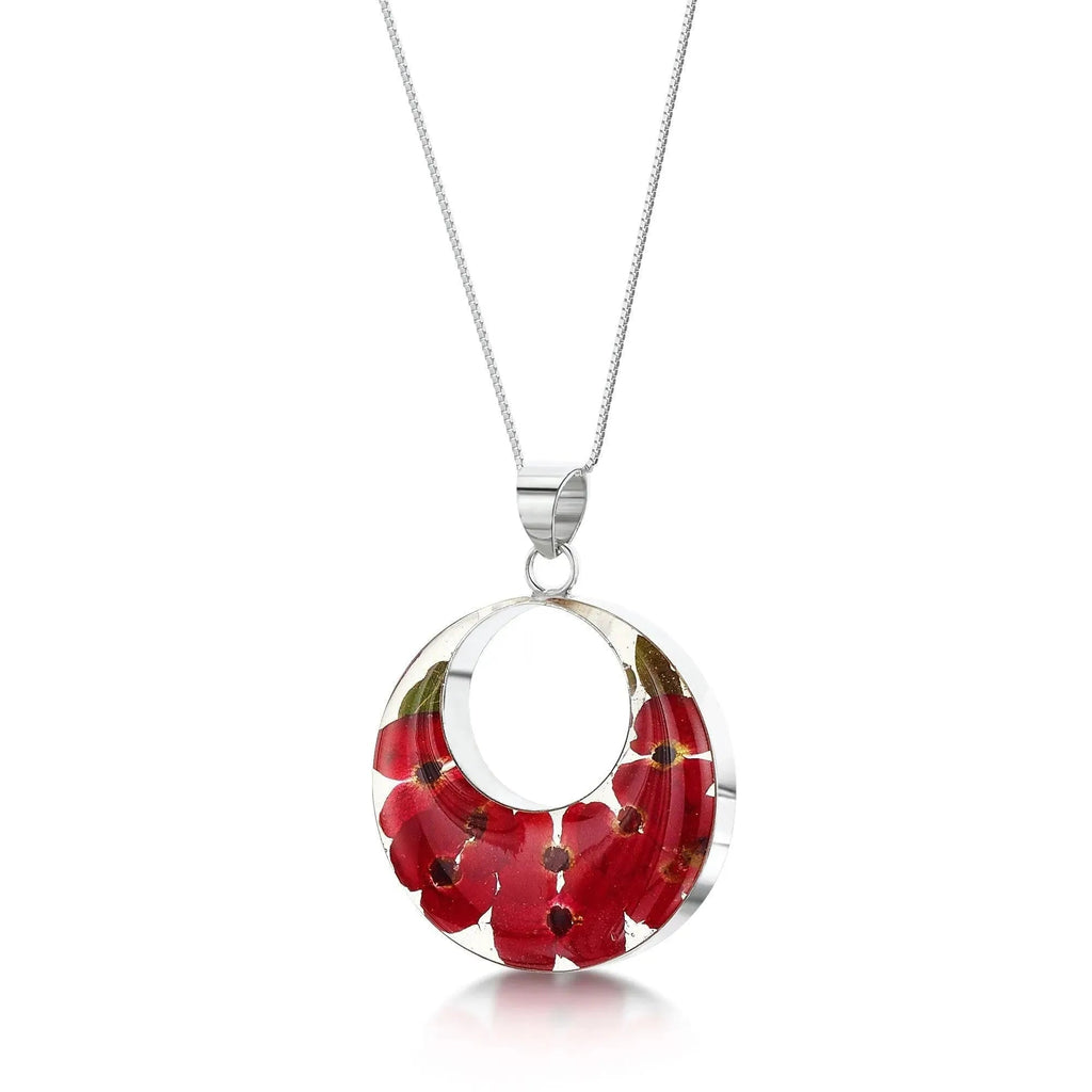 Poppy Round Pendant Necklace Long: 24-26 inch (609-660mm)