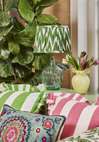 Pink Candy Cabana Stripe Ruffled Cushion Cover