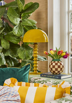 Yellow Cabana Stripe Ruffled Cushion Cover