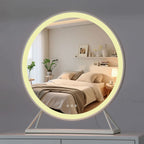 Round Vanity Face LED Mirror White 60x67cm