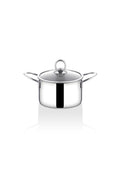 Stainless Steel Casserole Pot with Glass Lid 12cm