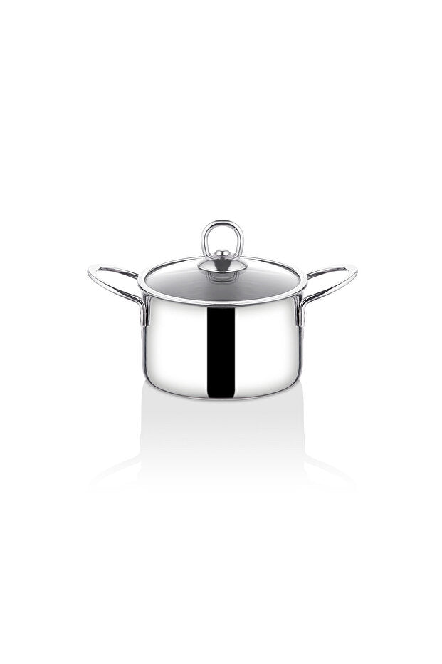 Stainless Steel Casserole Pot with Glass Lid 12cm