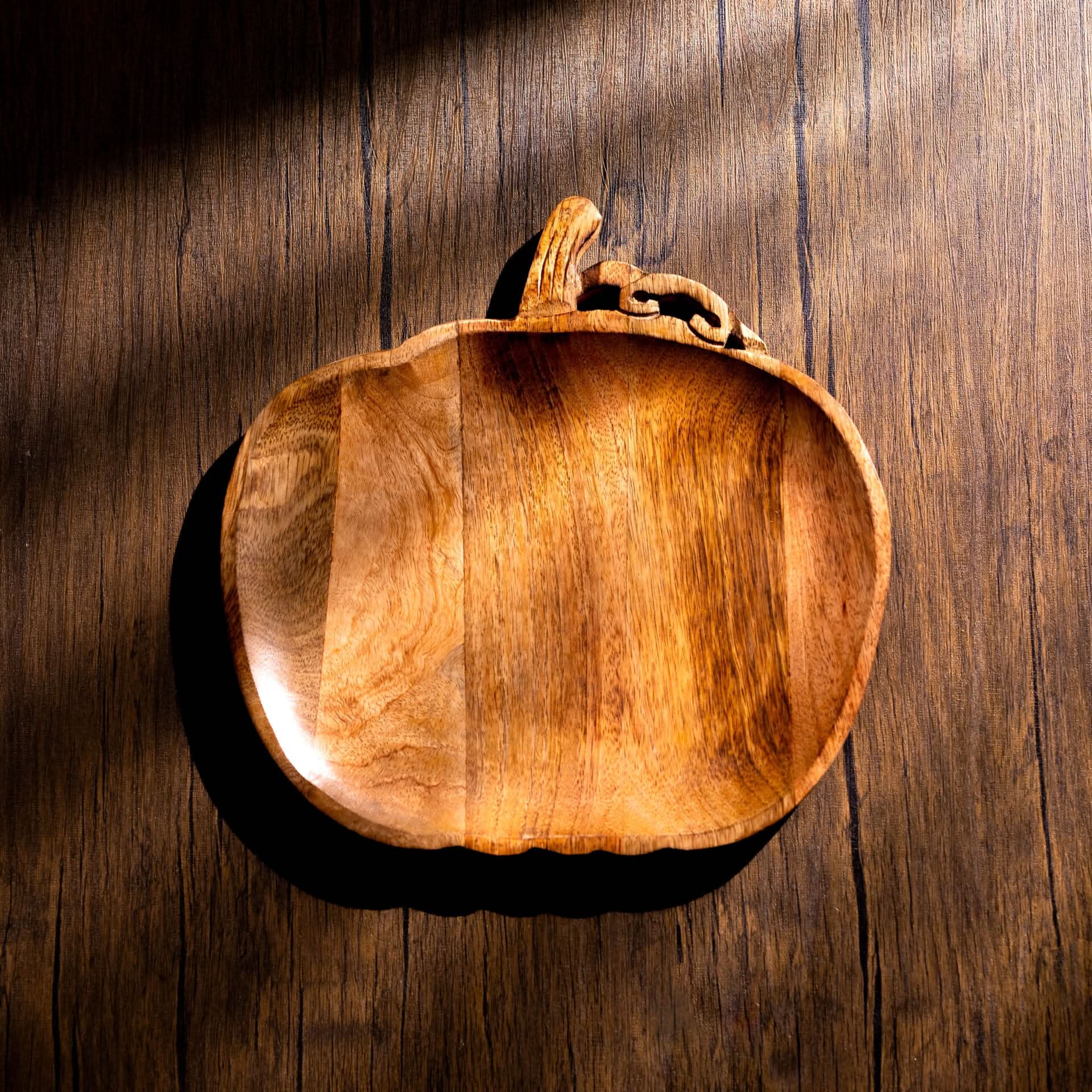 Wooden Pumpkin Serving Tray Handcrafted Mango Wood Board 30cm
