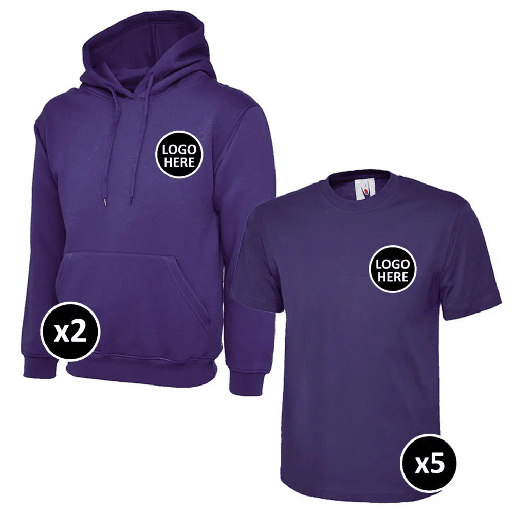 Uneek Hoodie & T-Shirts Bundle Inc Logo - 7 Items