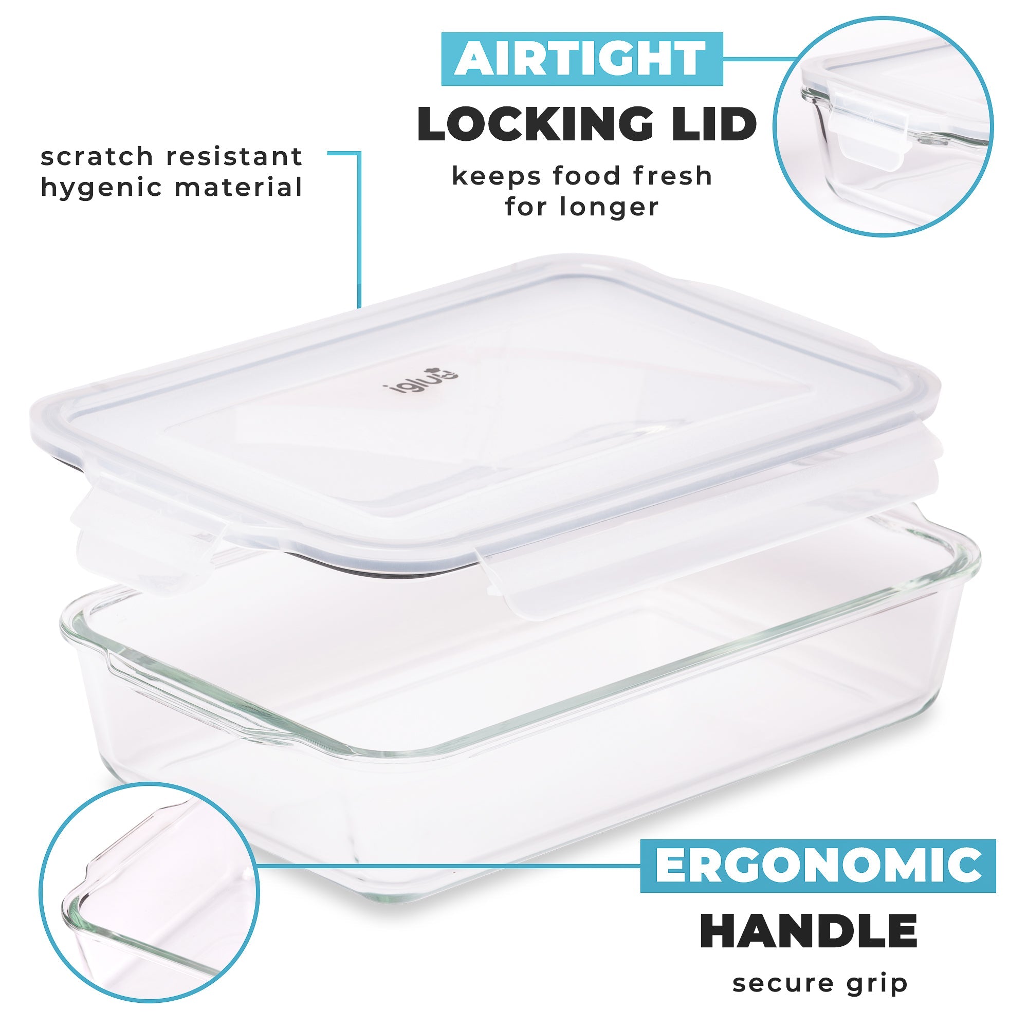 2.2L Borosilicate Glass Lasagne Dish with Lid